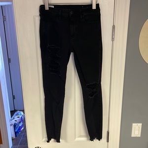 American eagle black distressed skinny jeans